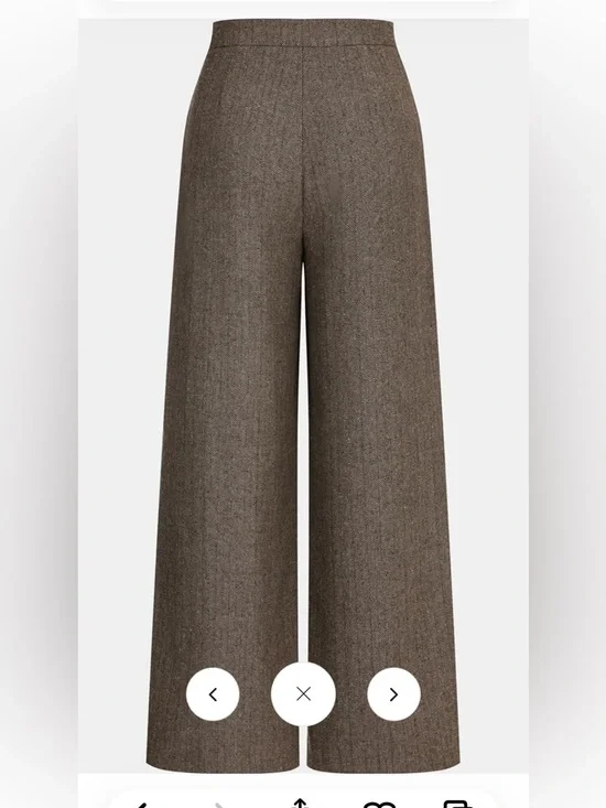 Commense Wide-Leg Herringbone Trousers — Brown - Picture 2 of 5